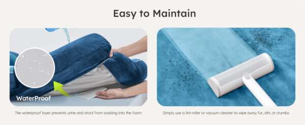 Cama extragrande CWAWZ con 4 pulgadas de espuma ortopédica y gel refrescante. Funda lavable y forro 100% impermeable.