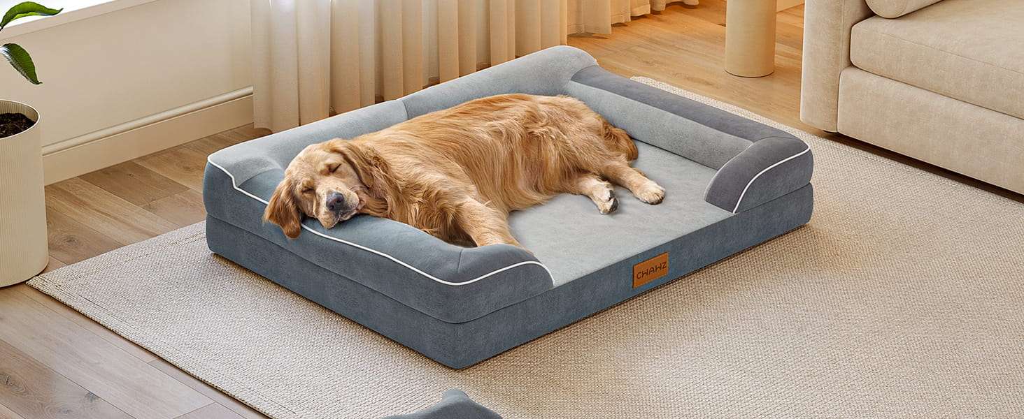 Cama extragrande CWAWZ con 4 pulgadas de espuma ortopédica y gel refrescante. Funda lavable y forro 100% impermeable.