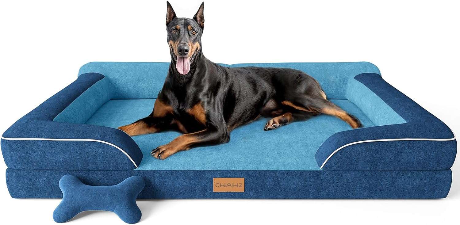 Cama extragrande CWAWZ con 4 pulgadas de espuma ortopédica y gel refrescante. Funda lavable y forro 100% impermeable.