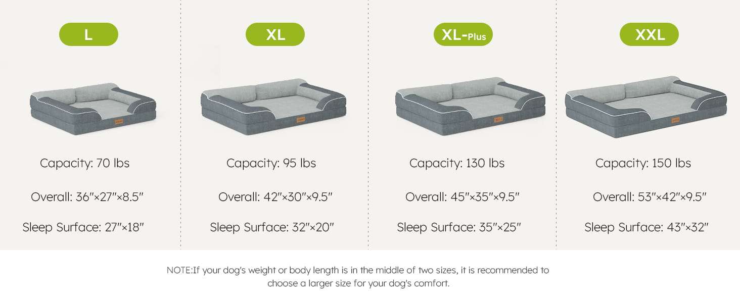 Cama extragrande CWAWZ con 4 pulgadas de espuma ortopédica y gel refrescante. Funda lavable y forro 100% impermeable.