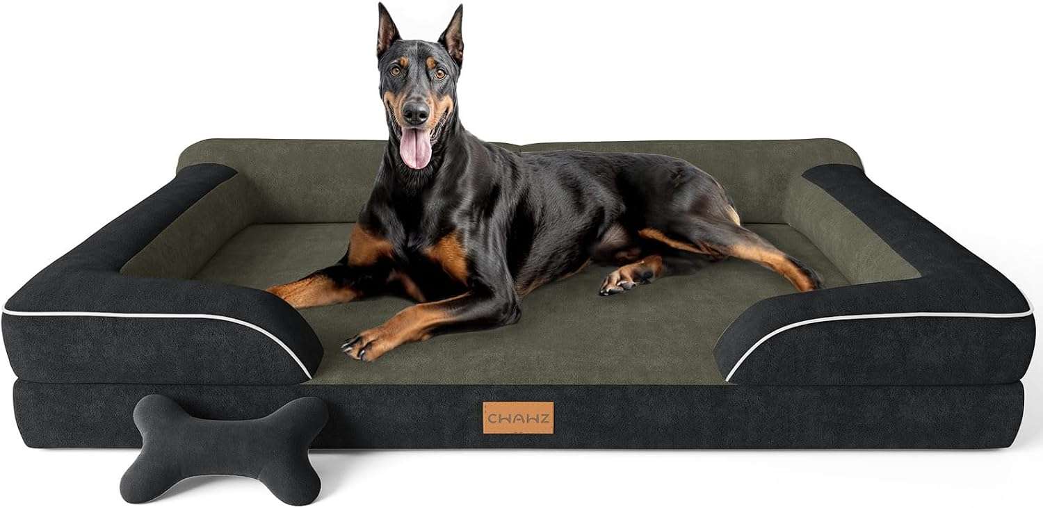 Cama extragrande CWAWZ con 4 pulgadas de espuma ortopédica y gel refrescante. Funda lavable y forro 100% impermeable.