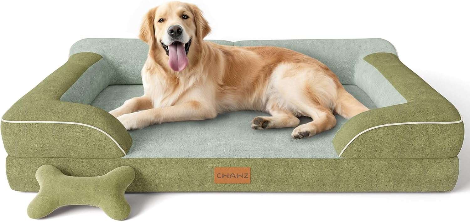 Cama extragrande CWAWZ con 4 pulgadas de espuma ortopédica y gel refrescante. Funda lavable y forro 100% impermeable.