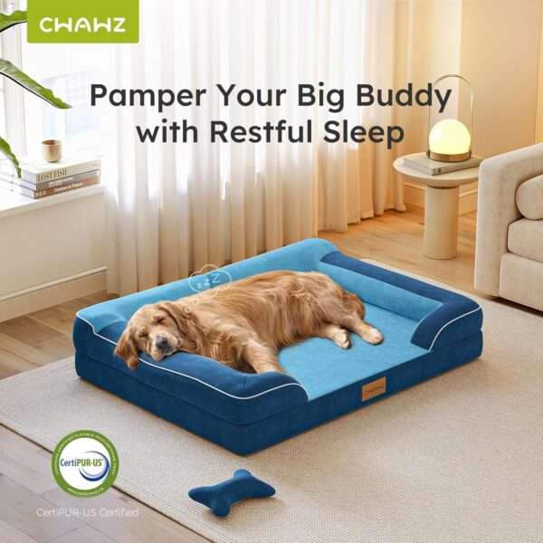 Cama extragrande CWAWZ con 4 pulgadas de espuma ortopédica y gel refrescante. Funda lavable y forro 100% impermeable.