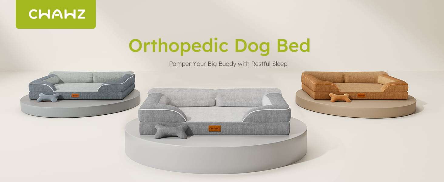 Cama extragrande CWAWZ con 4 pulgadas de espuma ortopédica y gel refrescante. Funda lavable y forro 100% impermeable.