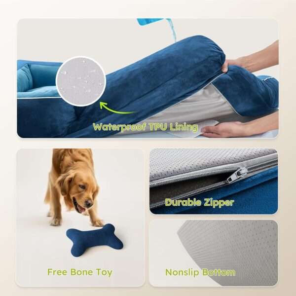 Cama extragrande CWAWZ con 4 pulgadas de espuma ortopédica y gel refrescante. Funda lavable y forro 100% impermeable.