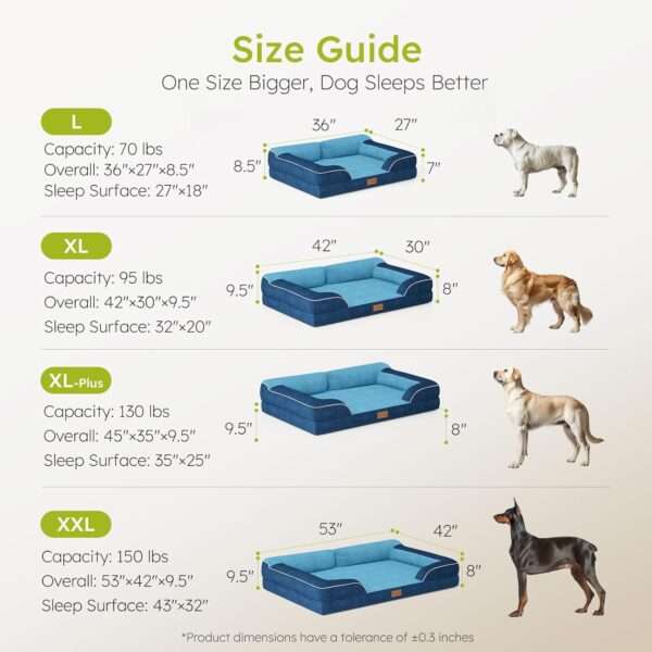 Cama extragrande CWAWZ con 4 pulgadas de espuma ortopédica y gel refrescante. Funda lavable y forro 100% impermeable.