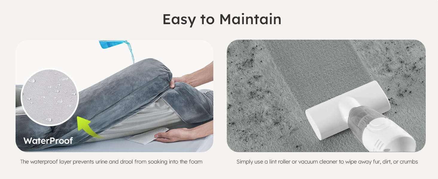 Cama extragrande CWAWZ con 4 pulgadas de espuma ortopédica y gel refrescante. Funda lavable y forro 100% impermeable.
