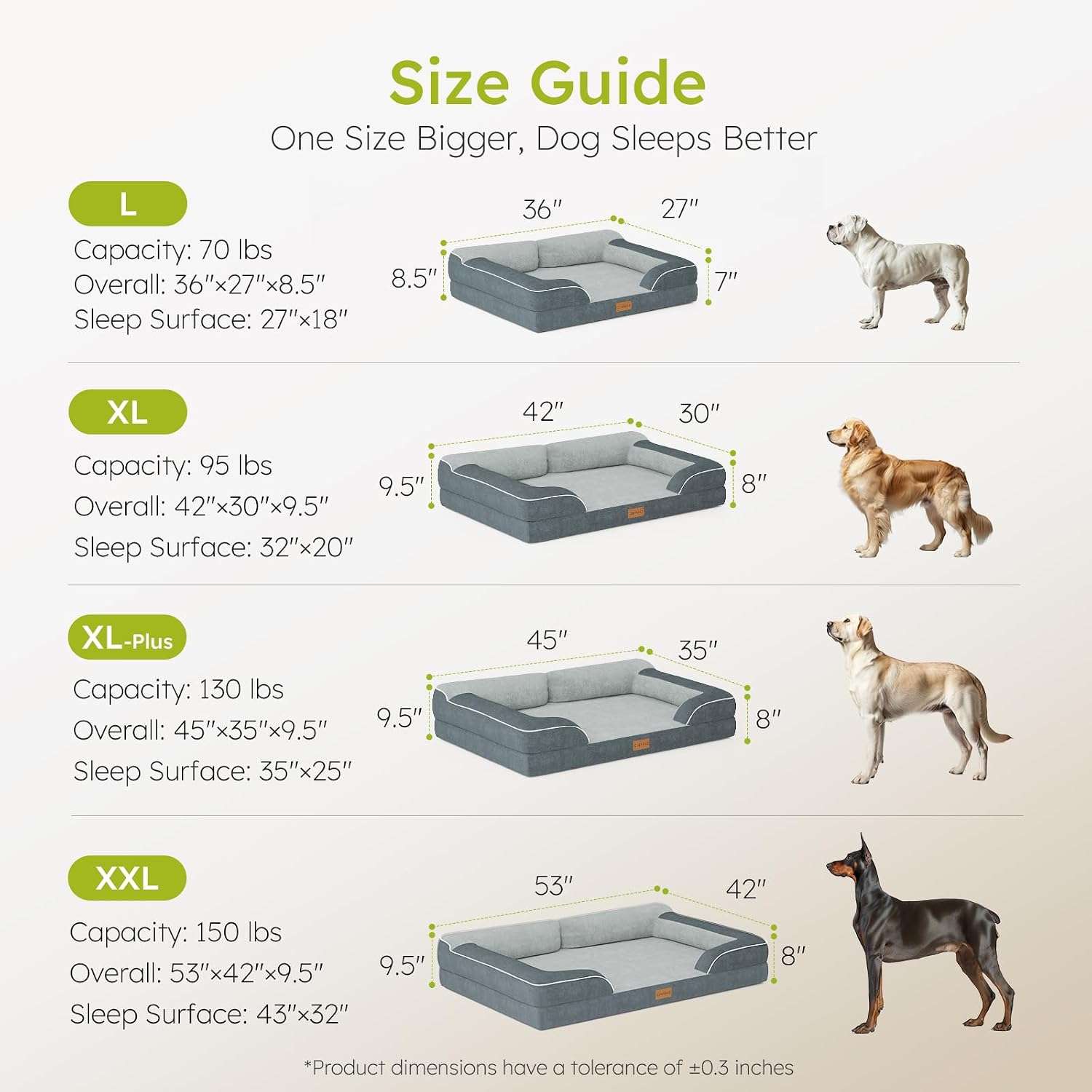Cama extragrande CWAWZ con 4 pulgadas de espuma ortopédica y gel refrescante. Funda lavable y forro 100% impermeable.