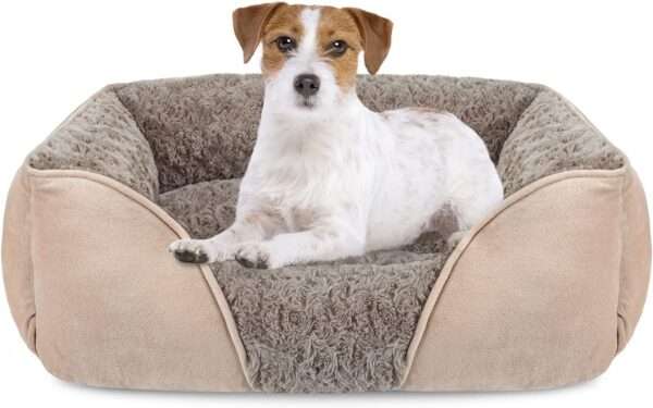 Cama ortopédica de perro suave color rosa con borde elevado y base antideslizante, perfecta para alivio de dolores articulares en mascotas grandes y pequeñas en Chile.
