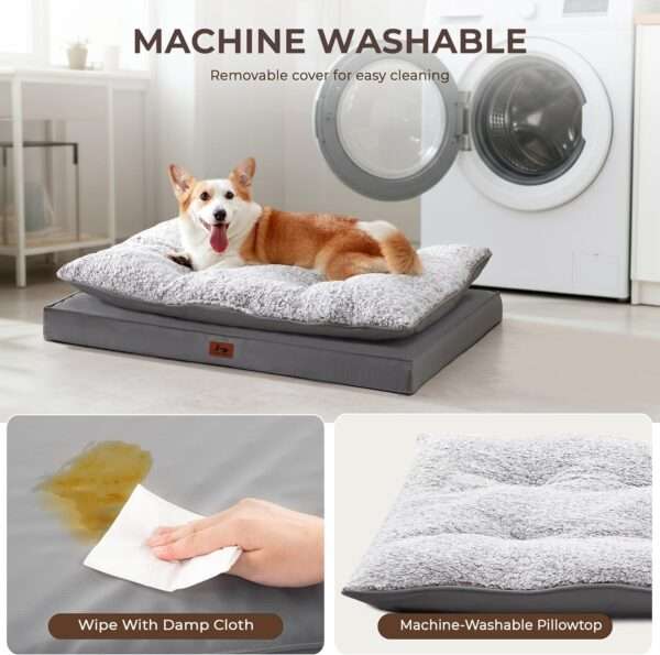 Cama para perro 5-en-1 de lujo, ortopédica con espuma gruesa, base antiarañazos e impermeable. Diseño reversible de doble cara para frío y calor.