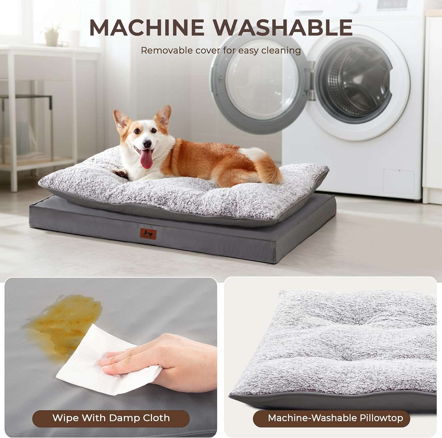 Cama para perro 5-en-1 de lujo, ortopédica con espuma gruesa, base antiarañazos e impermeable. Diseño reversible de doble cara para frío y calor.