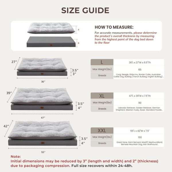 Cama para perro 5-en-1 de lujo, ortopédica con espuma gruesa, base antiarañazos e impermeable. Diseño reversible de doble cara para frío y calor.