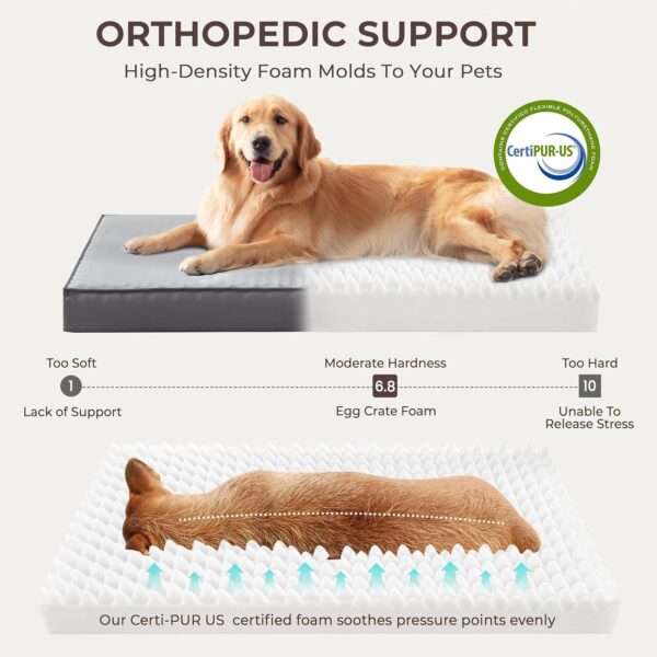 Cama para perro 5-en-1 de lujo, ortopédica con espuma gruesa, base antiarañazos e impermeable. Diseño reversible de doble cara para frío y calor.