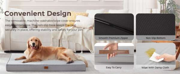 Cama para perro 5-en-1 de lujo, ortopédica con espuma gruesa, base antiarañazos e impermeable. Diseño reversible de doble cara para frío y calor.