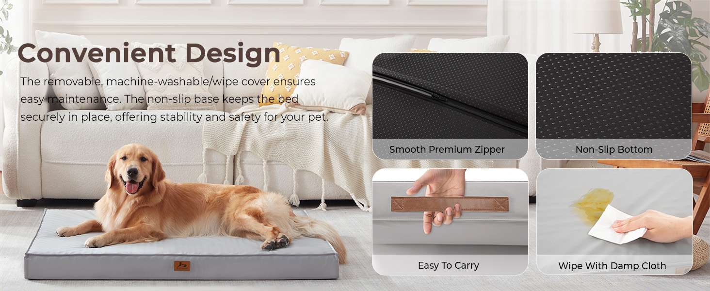 Cama para perro 5-en-1 de lujo, ortopédica con espuma gruesa, base antiarañazos e impermeable. Diseño reversible de doble cara para frío y calor.