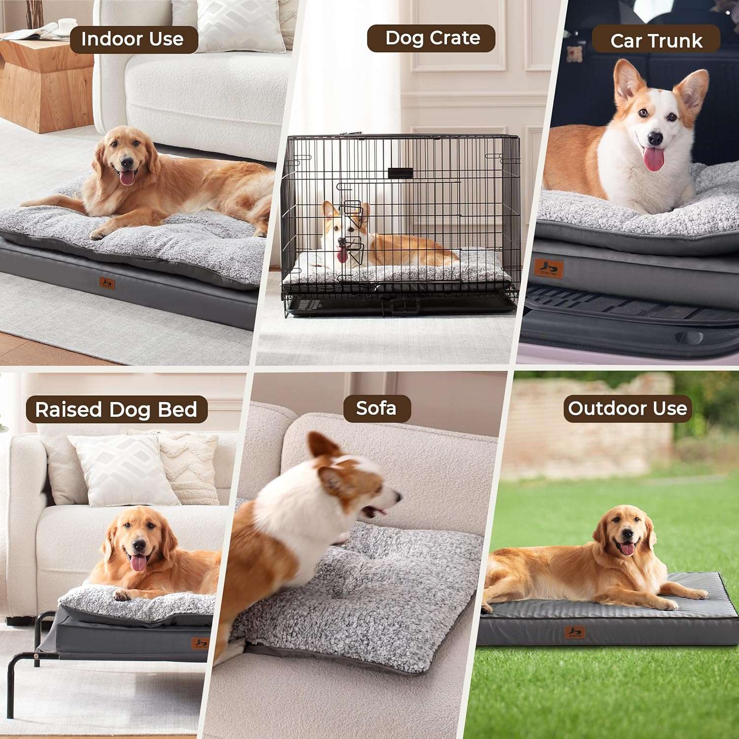 Cama para perro 5-en-1 de lujo, ortopédica con espuma gruesa, base antiarañazos e impermeable. Diseño reversible de doble cara para frío y calor.
