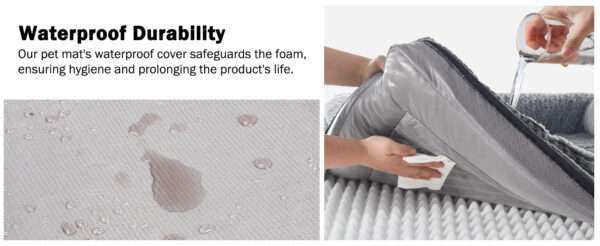 Cama ortopédica para perro, con colchón viscoelástico de $8.9 \text{ cm}$, forro impermeable, bordes de soporte para cuello y funda lavable a máquina.