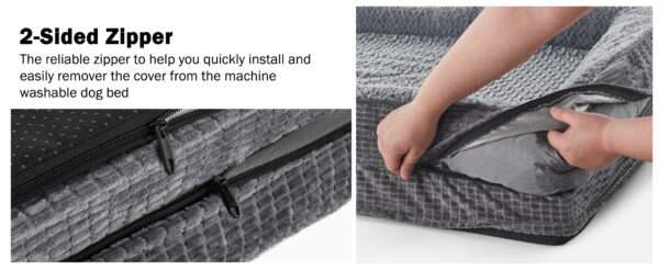 Cama ortopédica para perro, con colchón viscoelástico de $8.9 \text{ cm}$, forro impermeable, bordes de soporte para cuello y funda lavable a máquina.