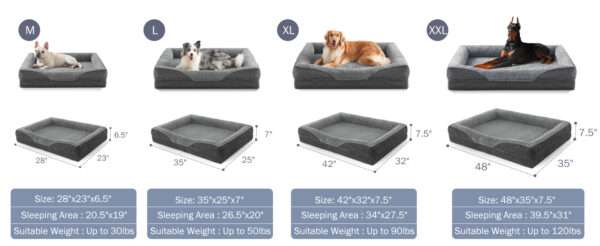 Cama ortopédica para perro, con colchón viscoelástico de $8.9 \text{ cm}$, forro impermeable, bordes de soporte para cuello y funda lavable a máquina.