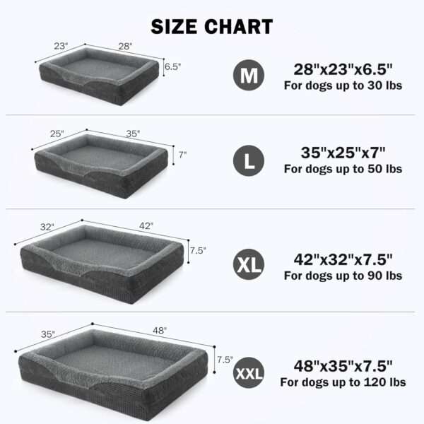 Cama ortopédica para perro, con colchón viscoelástico de $8.9 \text{ cm}$, forro impermeable, bordes de soporte para cuello y funda lavable a máquina.