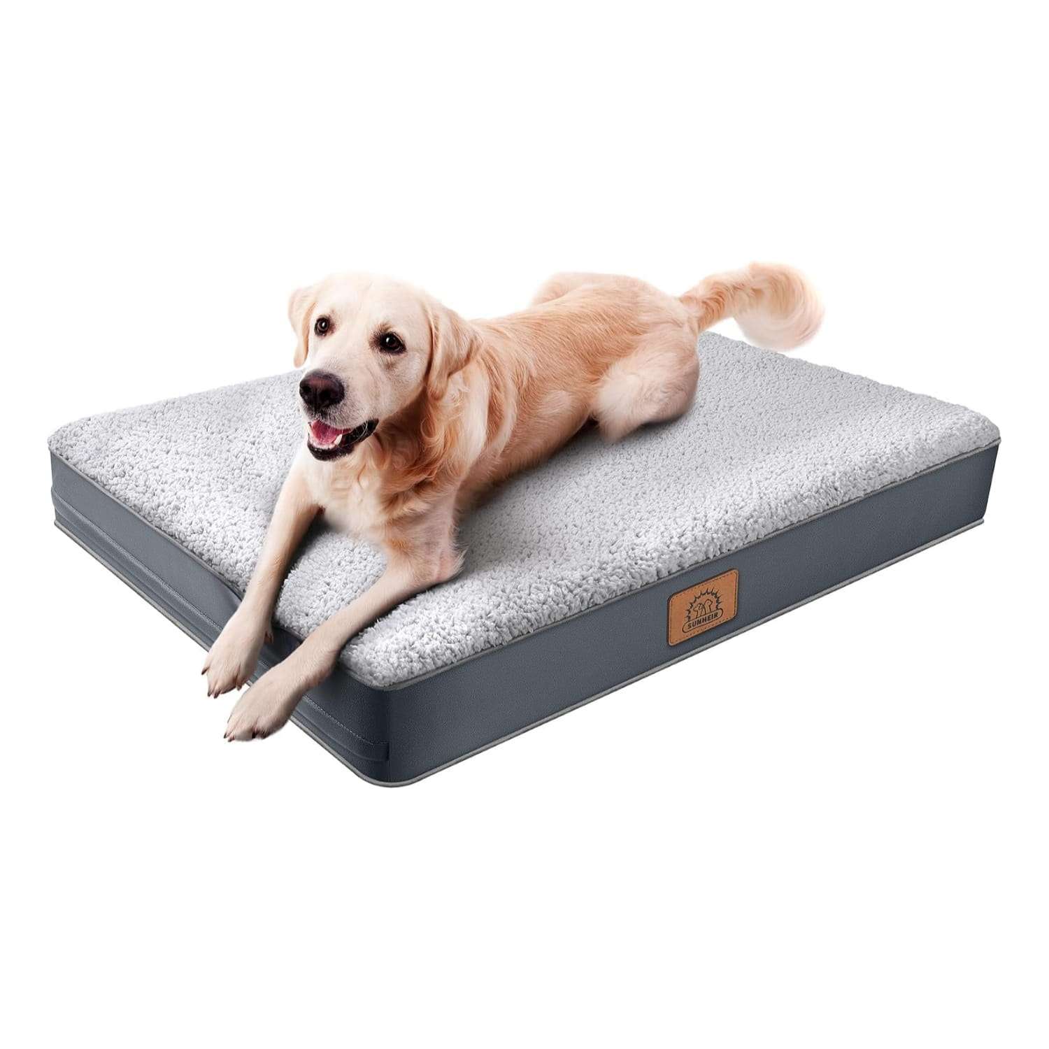 Cama ortopédica de perro con espuma de huevo de $7.6 \text{ cm}$, funda de felpa cálida, base antideslizante y forro impermeable, ideal para jaula.