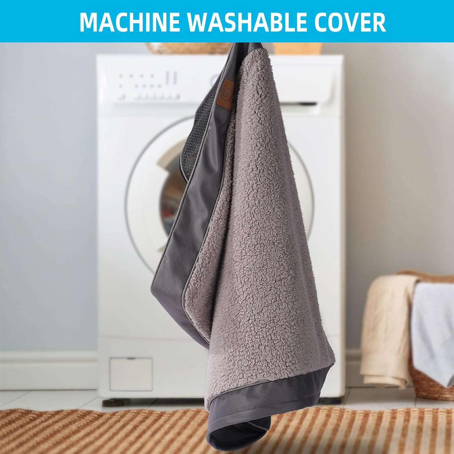 Cama ortopédica de perro con espuma de huevo de $7.6 \text{ cm}$, funda de felpa cálida, base antideslizante y forro impermeable, ideal para jaula.