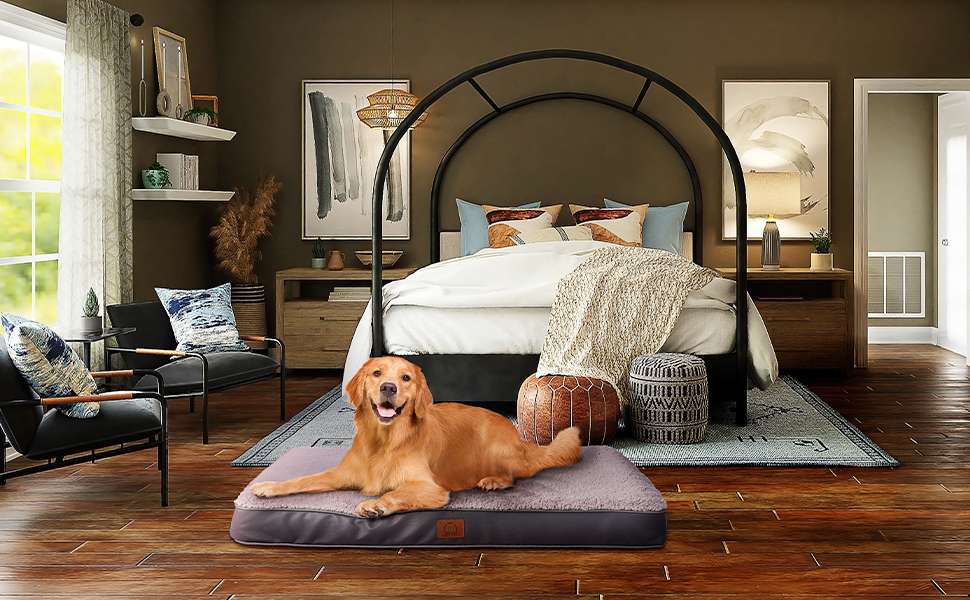 Cama ortopédica de perro con espuma de huevo de $7.6 \text{ cm}$, funda de felpa cálida, base antideslizante y forro impermeable, ideal para jaula.