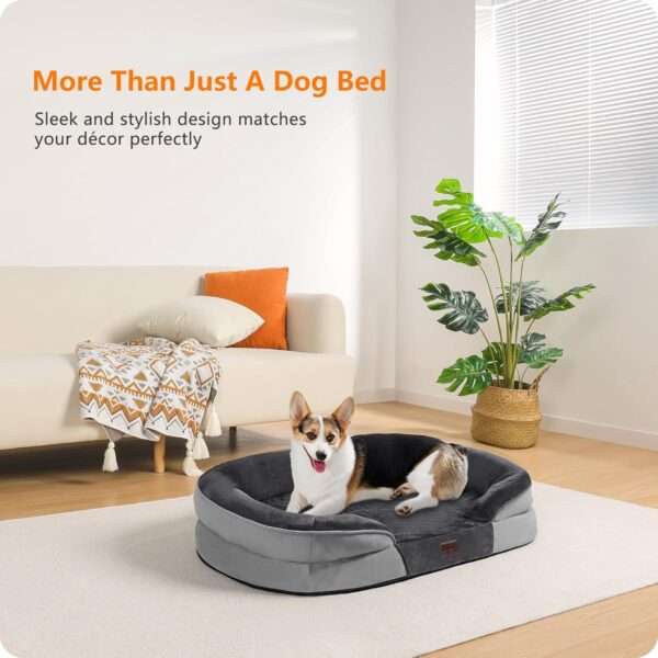 Cama ortopédica para perro, con colchón viscoelástico reversible de 3 pulgadas y funda totalmente impermeable y lavable. Ideal para perros mayores en Chile.