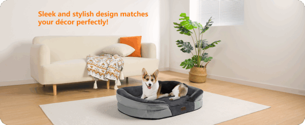 Cama ortopédica para perro, con colchón viscoelástico reversible de 3 pulgadas y funda totalmente impermeable y lavable. Ideal para perros mayores en Chile.
