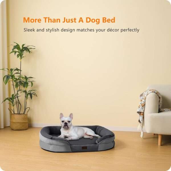 Cama ortopédica para perro, con colchón viscoelástico reversible de 3 pulgadas y funda totalmente impermeable y lavable. Ideal para perros mayores en Chile.