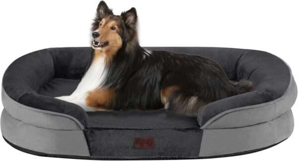 Cama ortopédica para perro, con colchón viscoelástico reversible de 3 pulgadas y funda totalmente impermeable y lavable. Ideal para perros mayores en Chile.