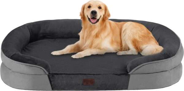 Cama ortopédica para perro, con colchón viscoelástico reversible de 3 pulgadas y funda totalmente impermeable y lavable. Ideal para perros mayores en Chile.