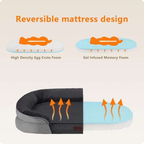 Cama ortopédica para perro, con colchón viscoelástico reversible de 3 pulgadas y funda totalmente impermeable y lavable. Ideal para perros mayores en Chile.