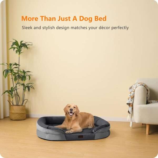 Cama ortopédica para perro, con colchón viscoelástico reversible de 3 pulgadas y funda totalmente impermeable y lavable. Ideal para perros mayores en Chile.