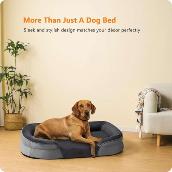 Cama ortopédica para perro, con colchón viscoelástico reversible de 3 pulgadas y funda totalmente impermeable y lavable. Ideal para perros mayores en Chile.