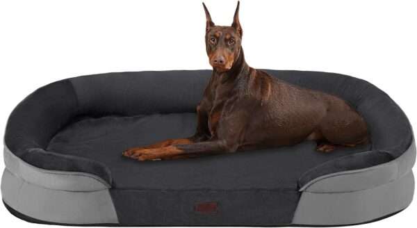 Cama ortopédica para perro, con colchón viscoelástico reversible de 3 pulgadas y funda totalmente impermeable y lavable. Ideal para perros mayores en Chile.