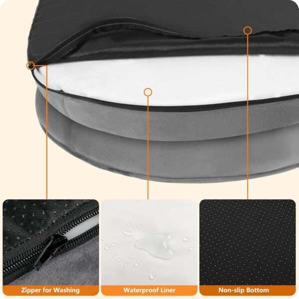 Cama ortopédica para perro, con colchón viscoelástico reversible de 3 pulgadas y funda totalmente impermeable y lavable. Ideal para perros mayores en Chile.