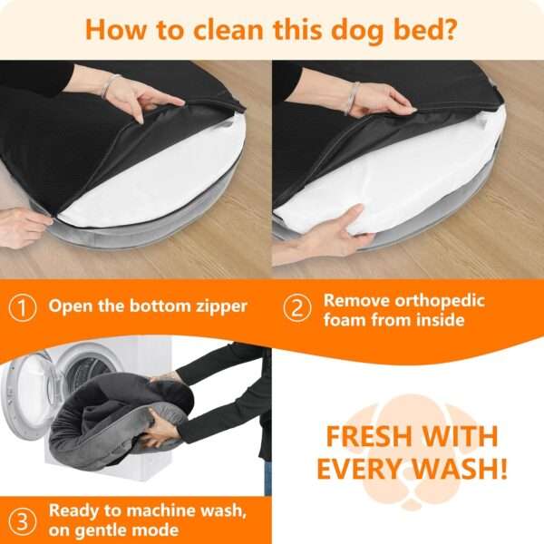Cama ortopédica para perro, con colchón viscoelástico reversible de 3 pulgadas y funda totalmente impermeable y lavable. Ideal para perros mayores en Chile.