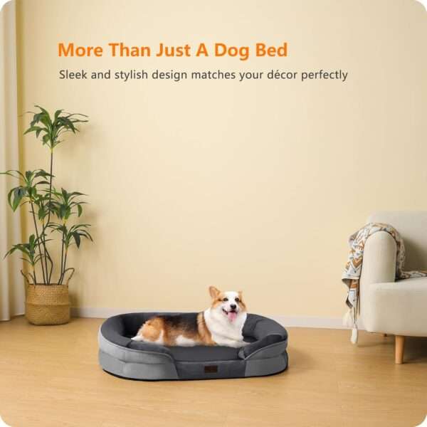 Cama ortopédica para perro, con colchón viscoelástico reversible de 3 pulgadas y funda totalmente impermeable y lavable. Ideal para perros mayores en Chile.