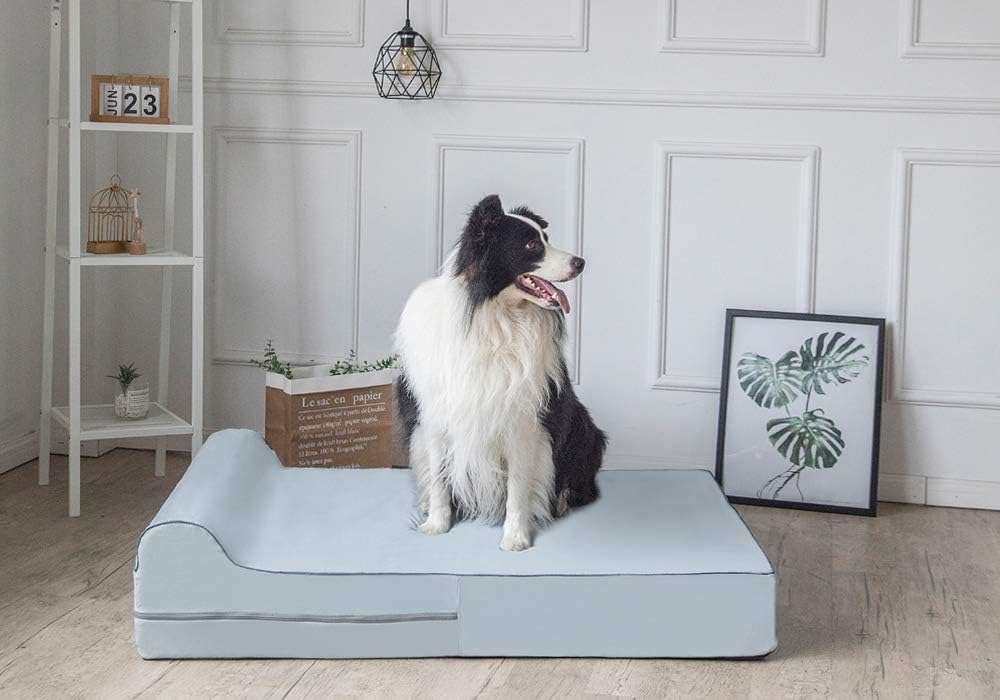 Cama ortopedica viscoelastica XXL de 127 x 86 cm con 17.8 cm de grosor. Protector interior impermeable y funda lavable para perros grandes y mayores.