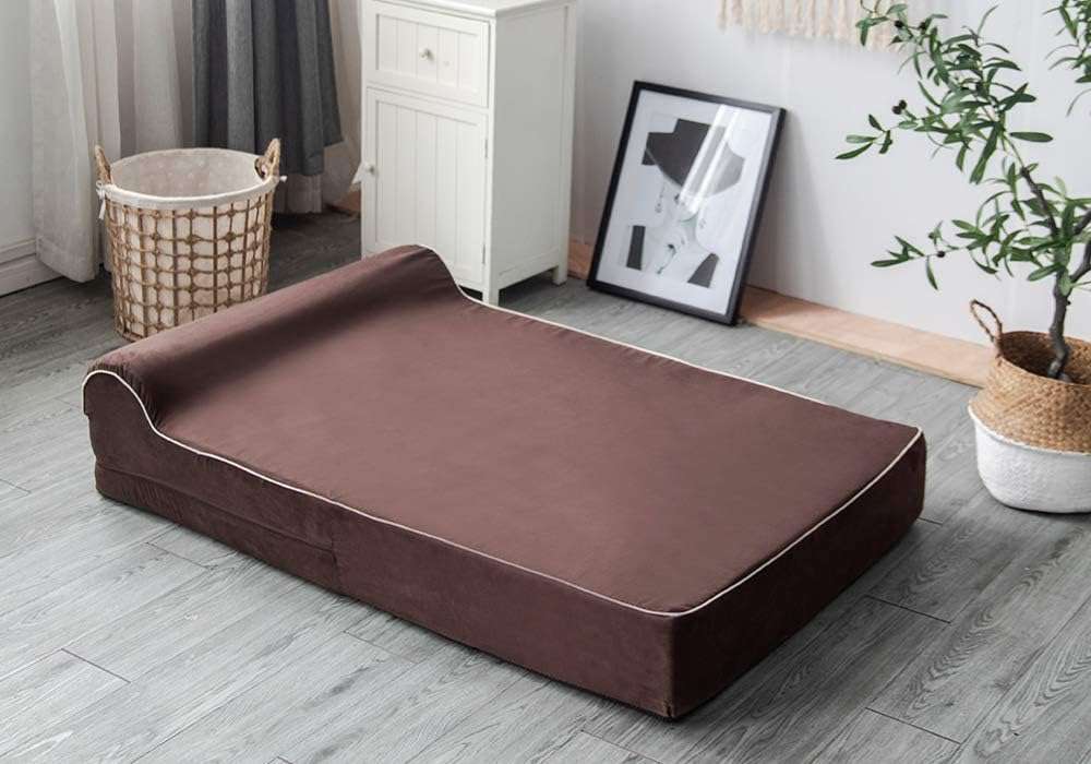Cama ortopedica viscoelastica XXL de 127 x 86 cm con 17.8 cm de grosor. Protector interior impermeable y funda lavable para perros grandes y mayores.