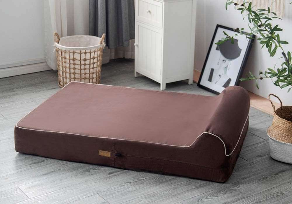 Cama ortopedica viscoelastica XXL de 127 x 86 cm con 17.8 cm de grosor. Protector interior impermeable y funda lavable para perros grandes y mayores.