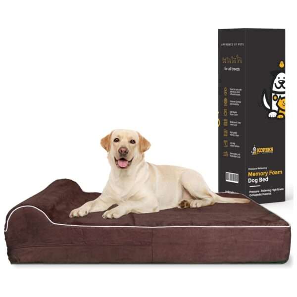 Cama ortopedica viscoelastica XXL de 127 x 86 cm con 17.8 cm de grosor. Protector interior impermeable y funda lavable para perros grandes y mayores.