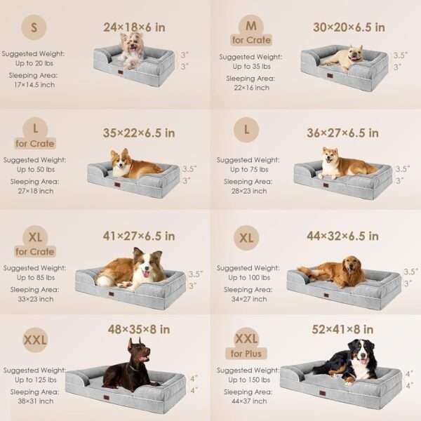 Cama sofá ortopédica para perros. Espuma viscoelástica (Memory Foam), 3 cojines de apoyo y base de descanso impermeable.