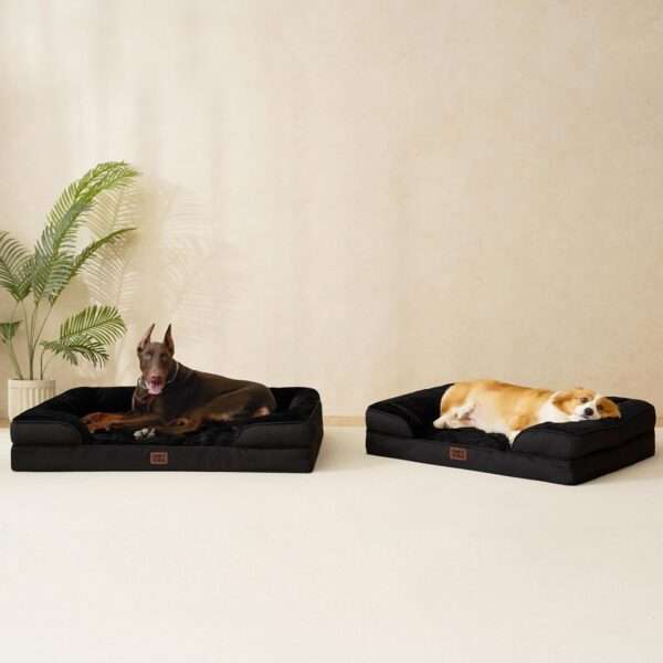 Cama sofá ortopédica para perros. Espuma viscoelástica (Memory Foam), 3 cojines de apoyo y base de descanso impermeable.