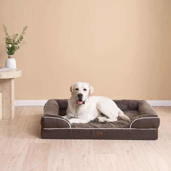 Cama sofá ortopédica para perros. Espuma viscoelástica (Memory Foam), 3 cojines de apoyo y base de descanso impermeable.