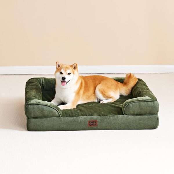 Cama sofá ortopédica para perros. Espuma viscoelástica (Memory Foam), 3 cojines de apoyo y base de descanso impermeable.