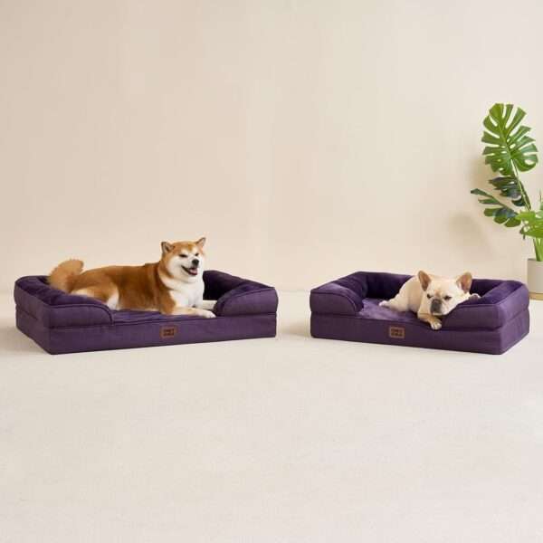 Cama sofá ortopédica para perros. Espuma viscoelástica (Memory Foam), 3 cojines de apoyo y base de descanso impermeable.