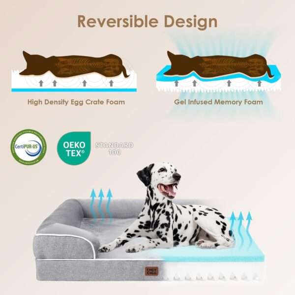 Cama sofá ortopédica para perros. Espuma viscoelástica (Memory Foam), 3 cojines de apoyo y base de descanso impermeable.