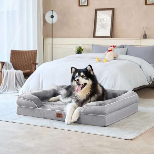 Cama sofá ortopédica para perros. Espuma viscoelástica (Memory Foam), 3 cojines de apoyo y base de descanso impermeable.